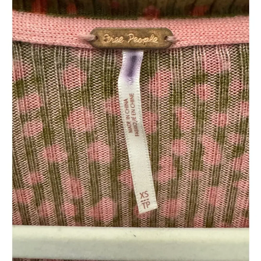 Free People Cherie‎ Moss Printed Cropped Knit Top